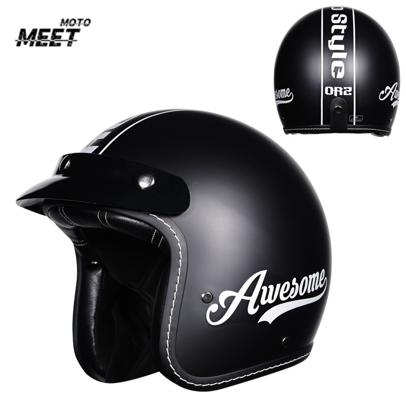 Open Face Helmet Retro Vintage - Унисекс ретро-шлем 3/4 открытого типа для