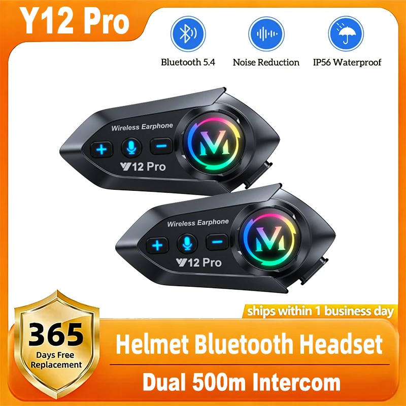 Motorcycle Helmet Bluetooth Built In - Bluetooth-гарнитура для мотоциклетного шлема Y12 Pro,