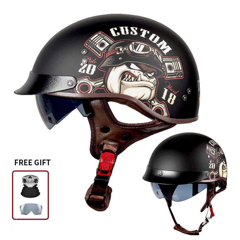 Open Face Helmet Retro Vintage - Винтажный мотоциклетный шлем с частичным открытием