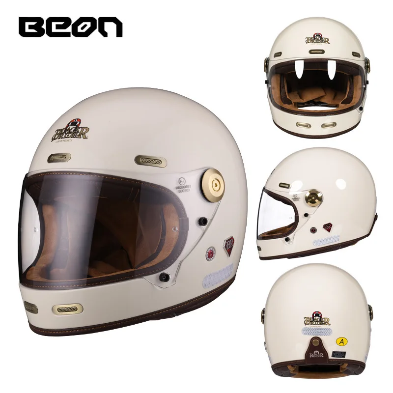 Full Face Helmet Carbon Fiber - Мотоциклетный полный шлем BEON 512, ретро-шлем