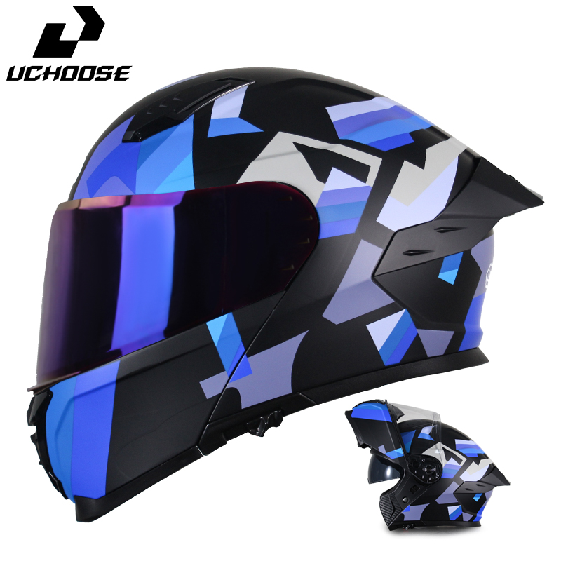 Flip Up Helmet Dual Visor - Мотоциклетный шлем Uchoose для взрослых, с