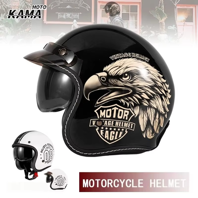 Open Face Helmet Retro Vintage - ХИТ ПРОДАЖ: Винтажный мотошлем открытого типа,