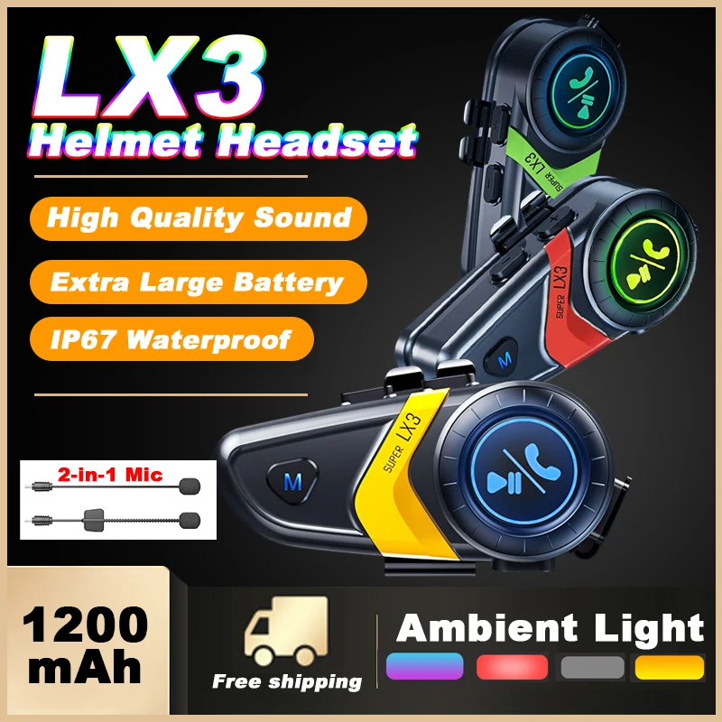 Motorcycle Helmet Bluetooth Built In - Беспроводные наушники для мотоциклетного шлема LX3,