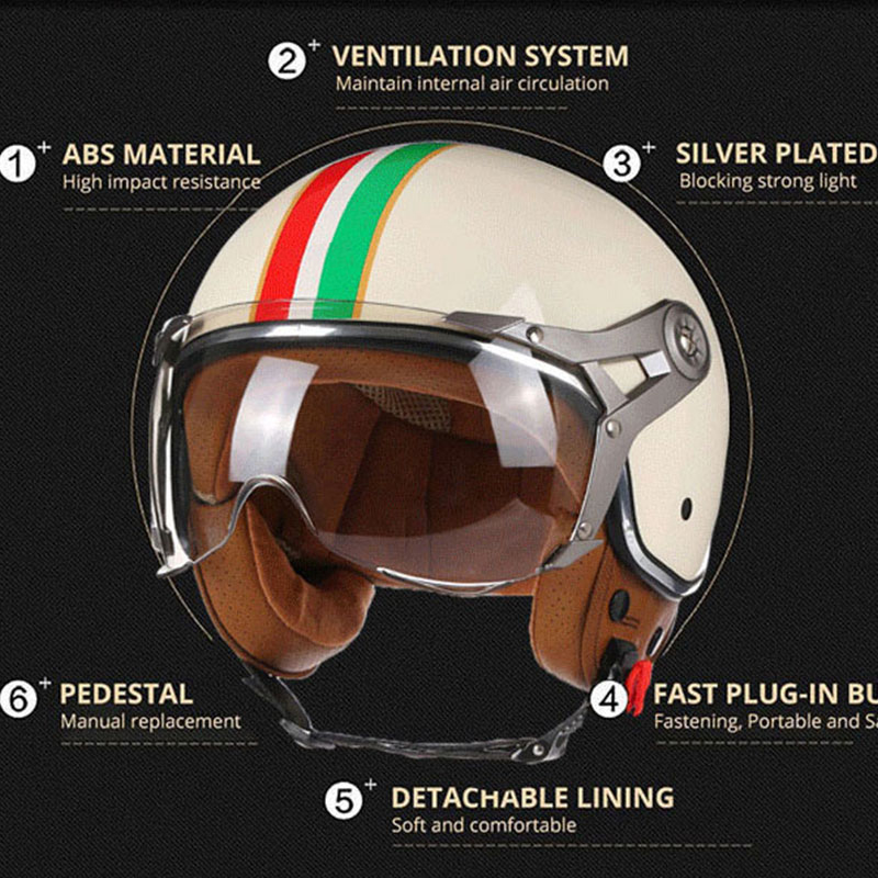 Открытый мотоциклетный шлем 3/ – обзор и цена Open Face Helmet Retro Vintage