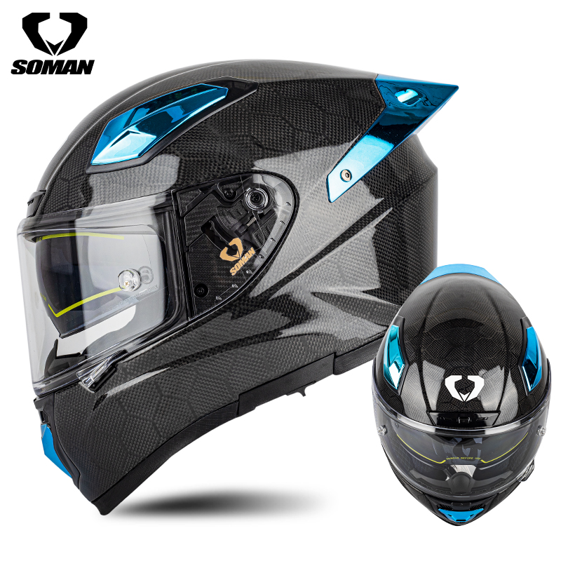 Шлем на все лицо SOMAN из угле – обзор и цена Full Face Helmet Carbon Fiber