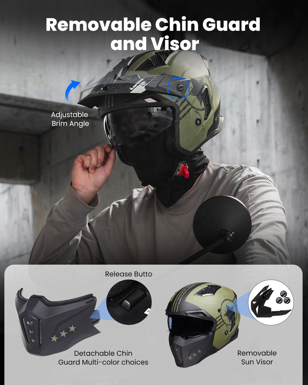 Мотошлем открытый 3/4 (полушле – обзор и цена Open Face Helmet Retro Vintage