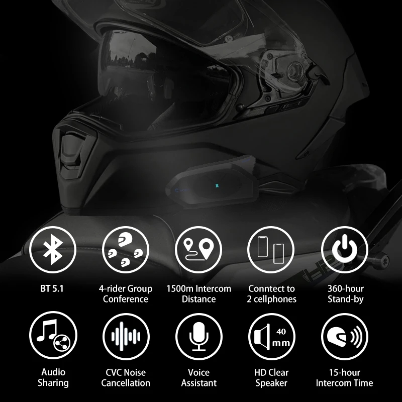 Мотогарнитура GOCOM4 для шлема – обзор и цена Motorcycle Helmet Bluetooth Built In