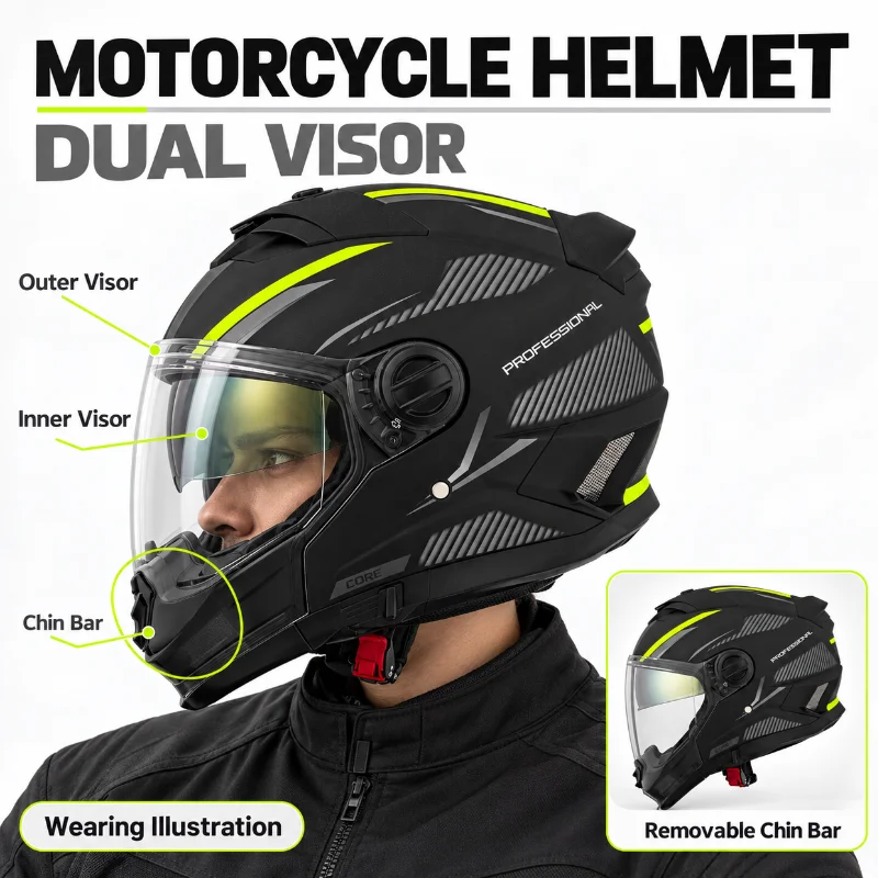 Мотошлем с двойным визором и с – обзор и цена Flip Up Helmet Dual Visor