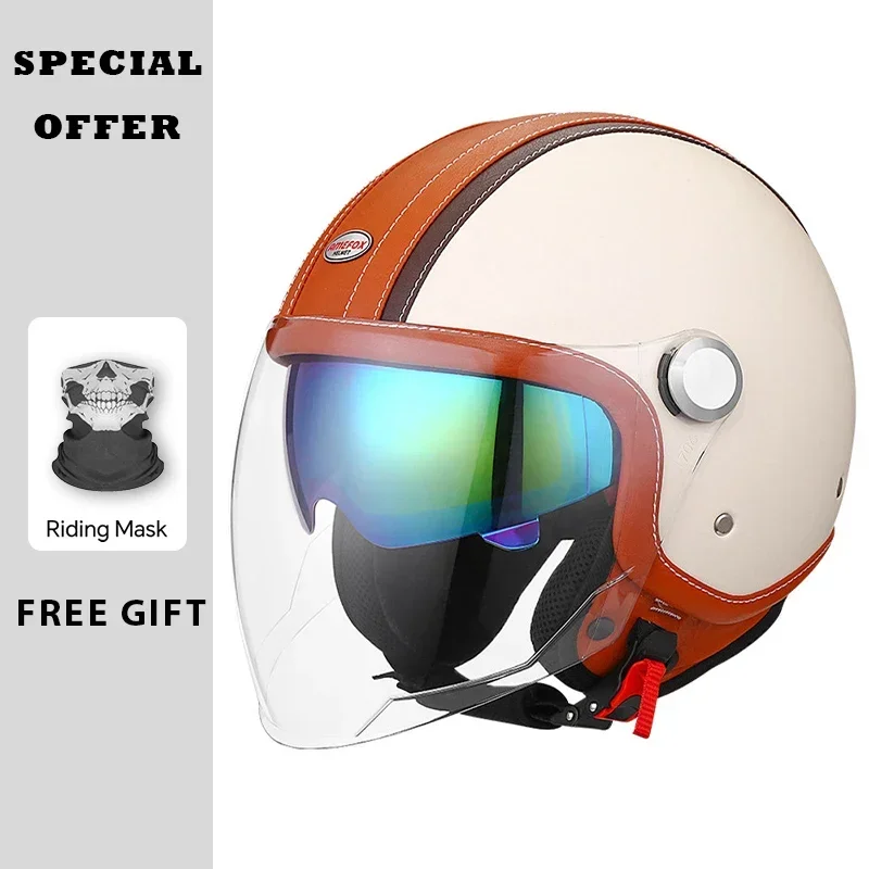 Винтажный кожаный мотошлем с о – обзор и цена Open Face Helmet Retro Vintage